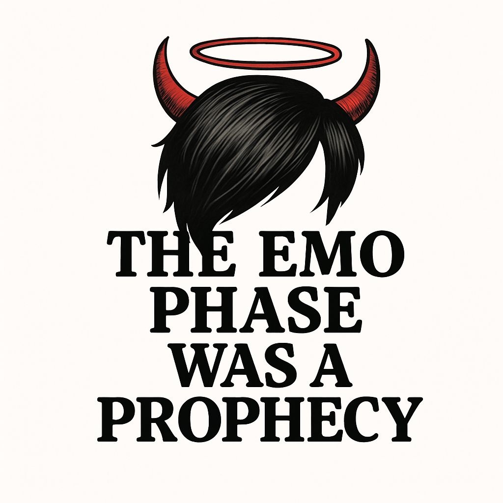 The Emo Phase Was a Prophecy Hair Horns and Halo Sticker