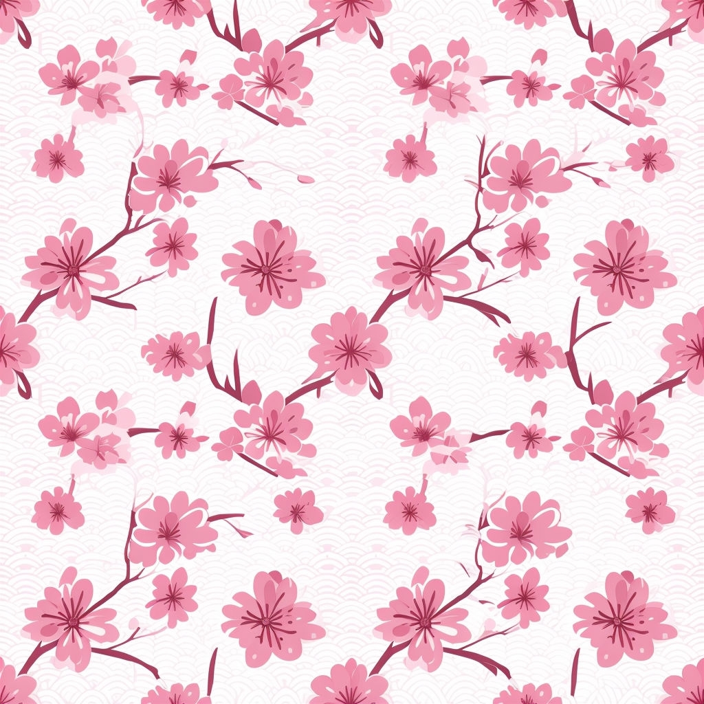 Elegant Cherry Blossom Seamless Tessellating Pattern Design