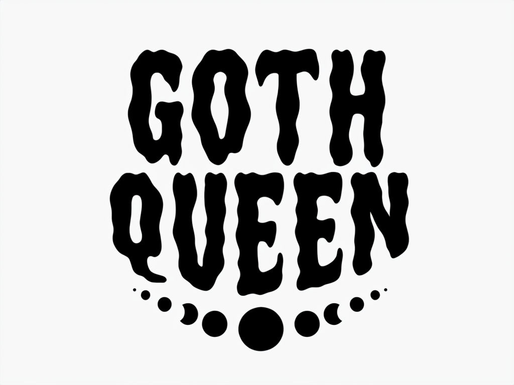 Goth Queen Text with Moon Phases Minimalist Design Mug