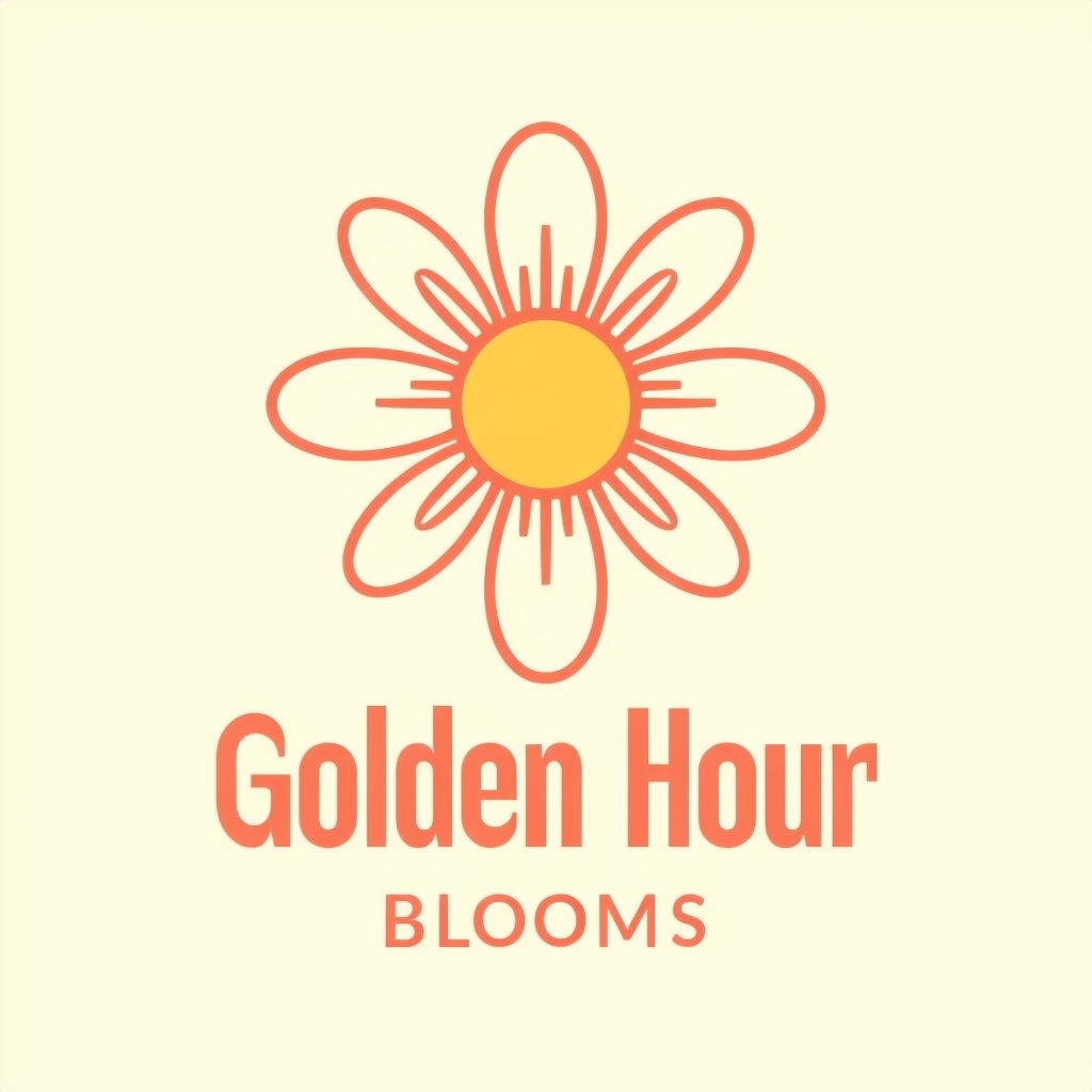 Golden Hour Blooms Clean and Warm Vintage Flower Logo