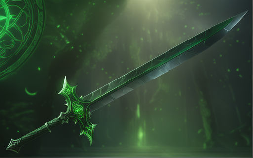 Fantasy greatsword radioactive glowing green runes by Wayanoru Lunar ...