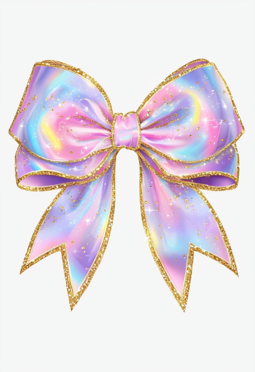 Iridescent Glittering Bow Illustration T-Shirt