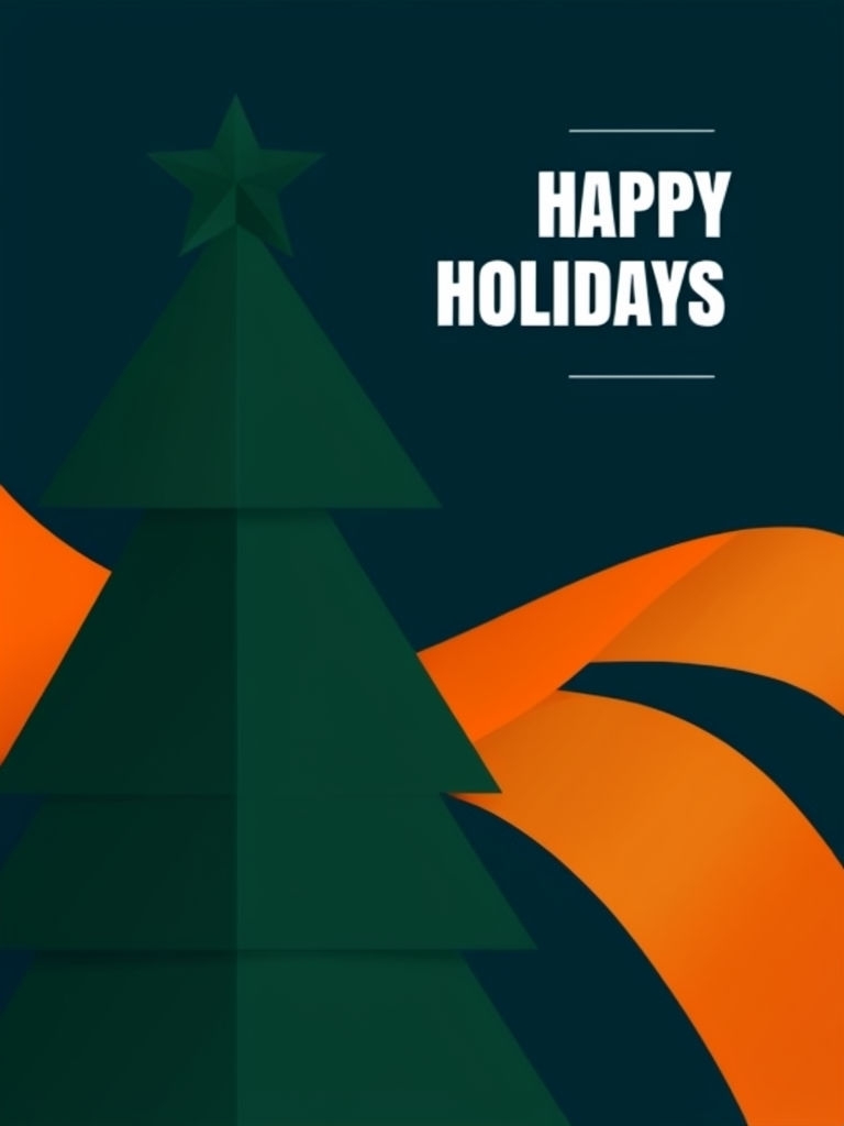 Modern Minimalist Holiday Greeting Card with Christmas Tree Design