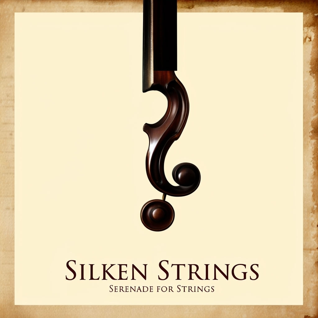 Elegant Minimalist Violin Scroll Album Cover for Silken Strings Spotify Album Cover