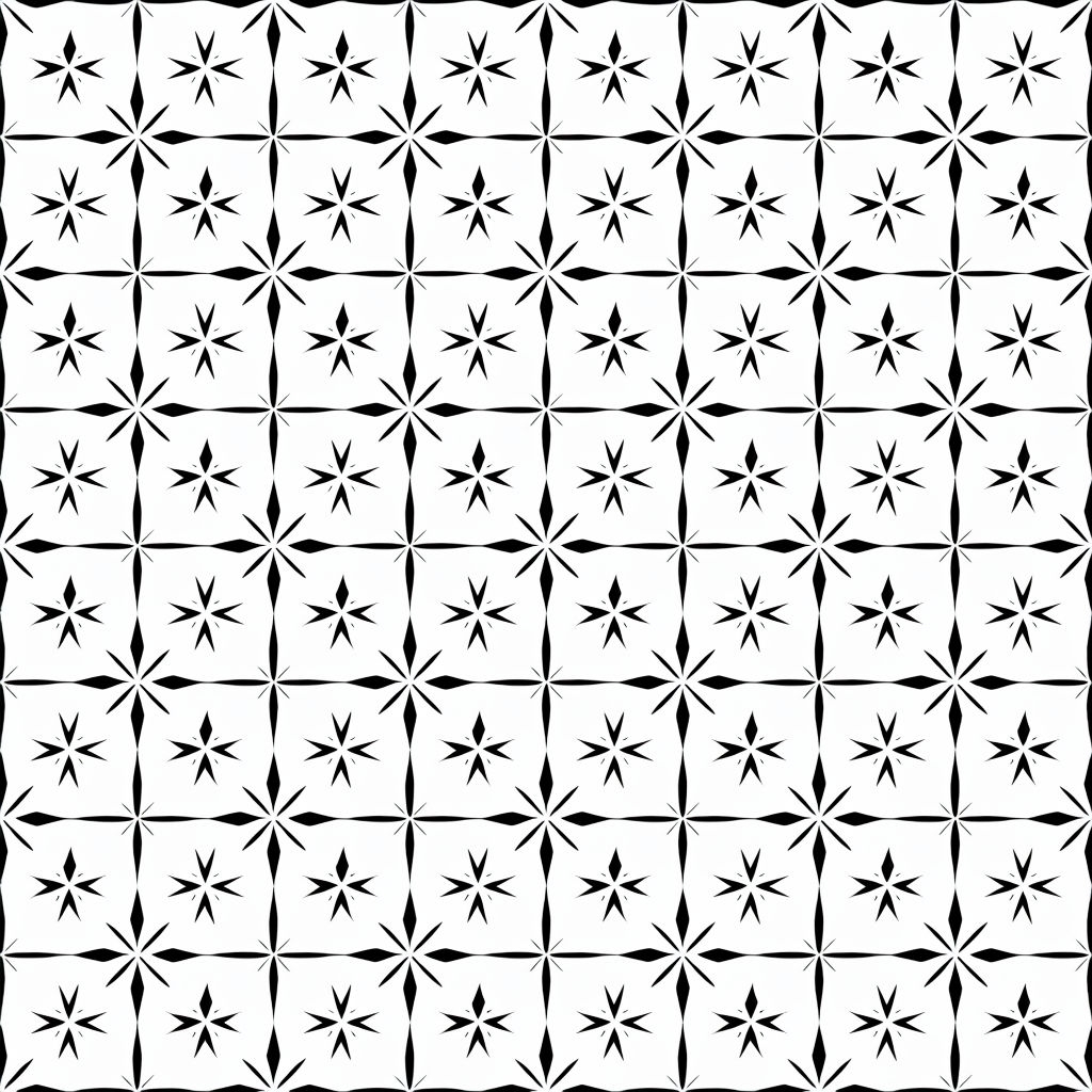 Black and White Geometric Diamond Star Pattern Seamless Pattern