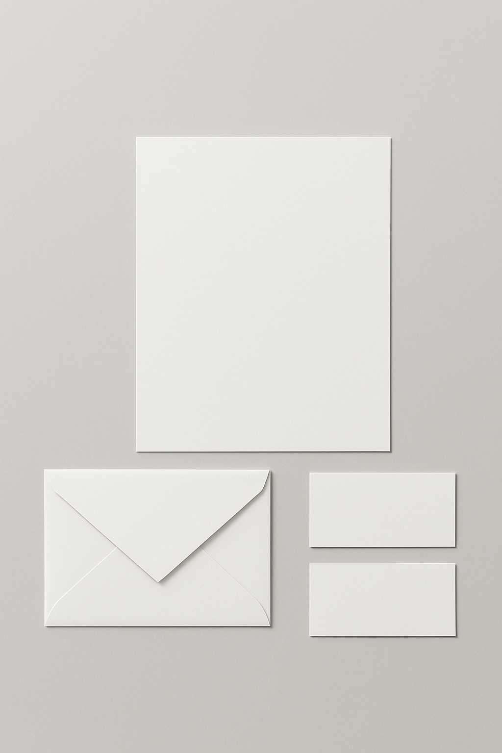 Minimalist White Paper Items Arrangement Top-Down Mockup