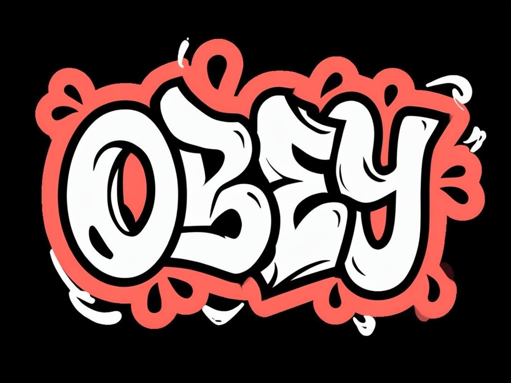 Bold Graffiti OBEY Text Design on Black Background T-Shirt