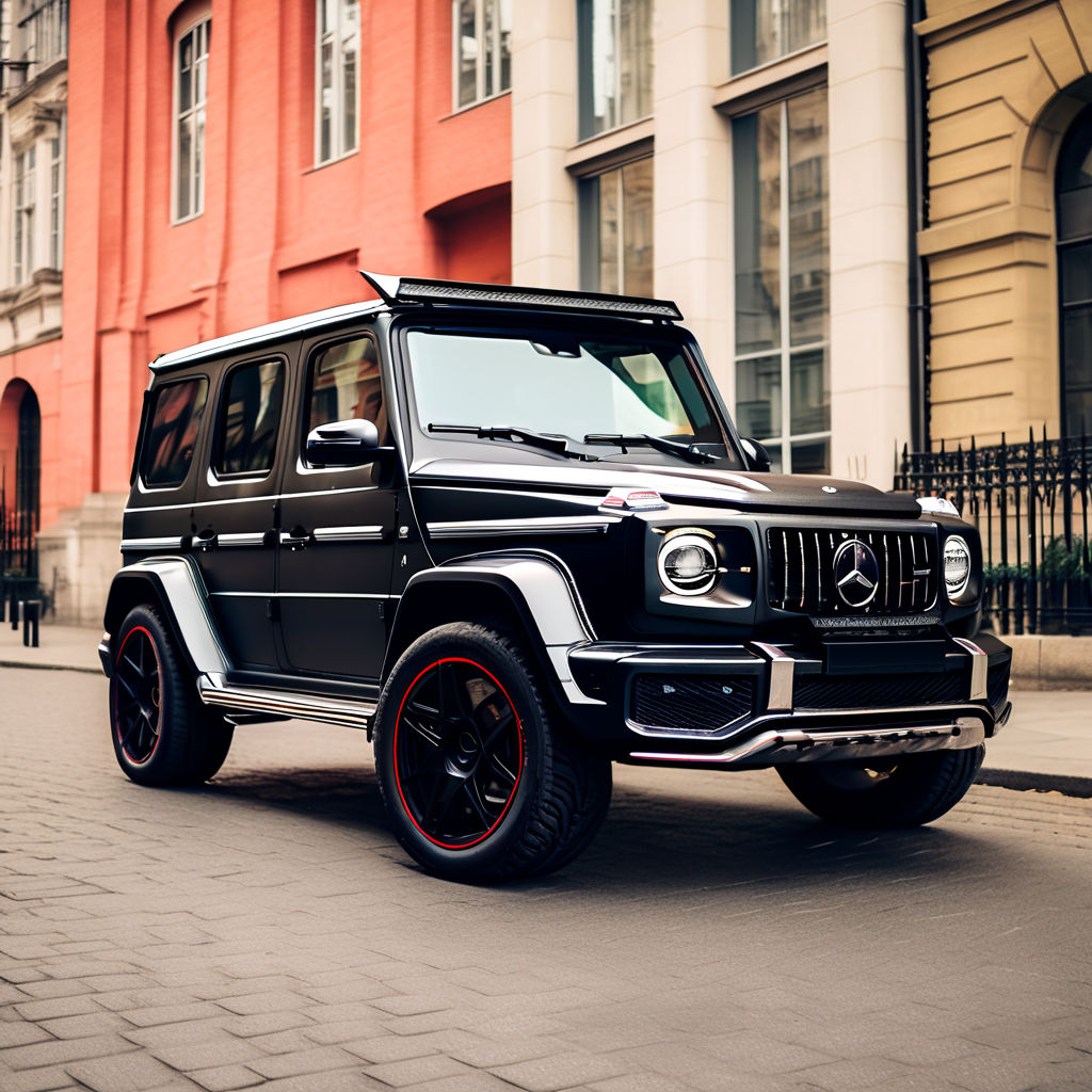 Mercedes benz amg g63 with darker colored Graffiti on it by phai non