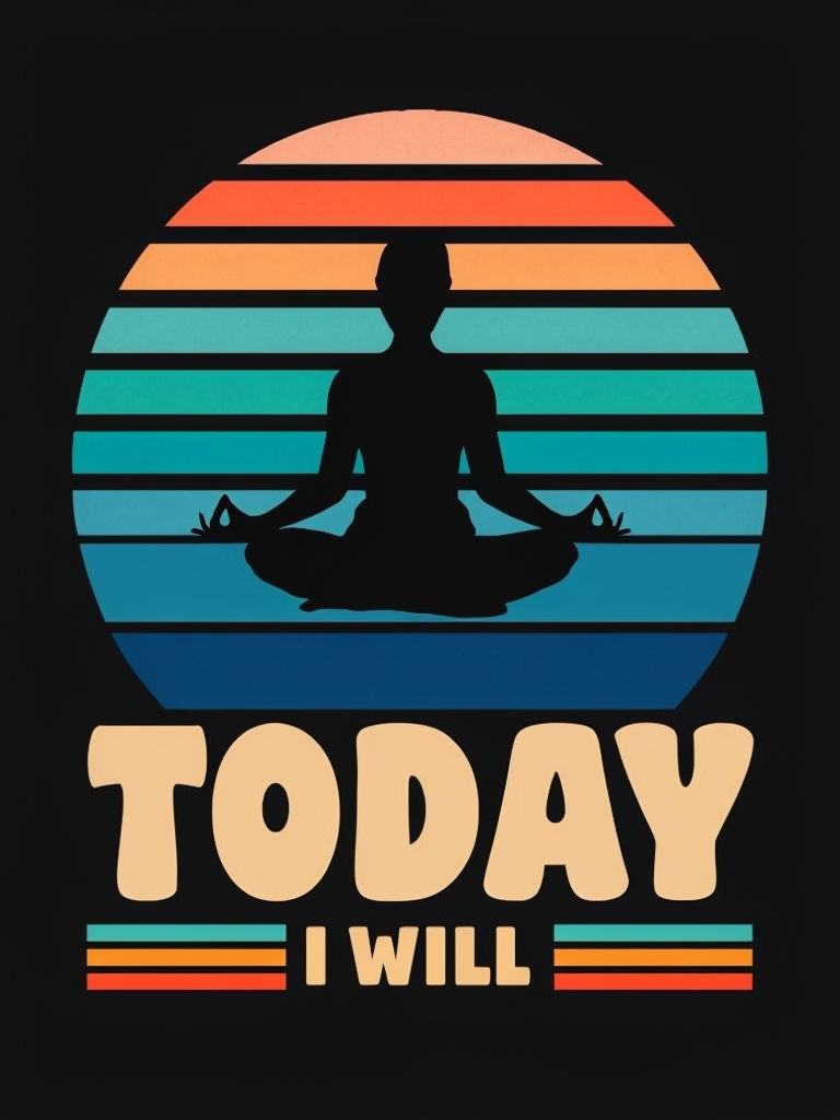 Retro Yoga Meditation Graphic Design T-Shirt