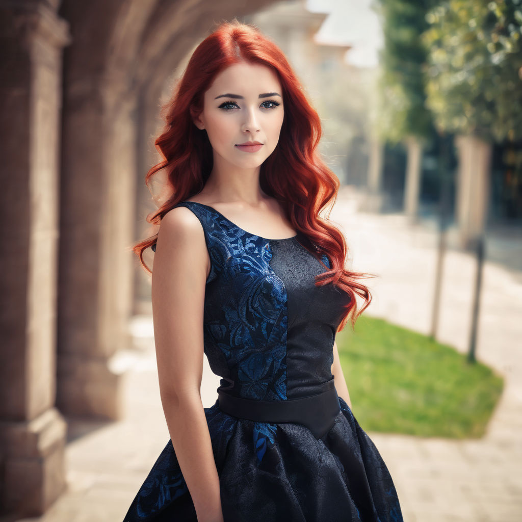 Natural Beauty plump Redhead Woman in a stunning Dress