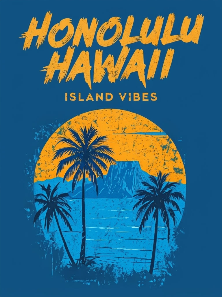 Vintage Honolulu Hawaii Island Vibes Tropical Graphic T-Shirt