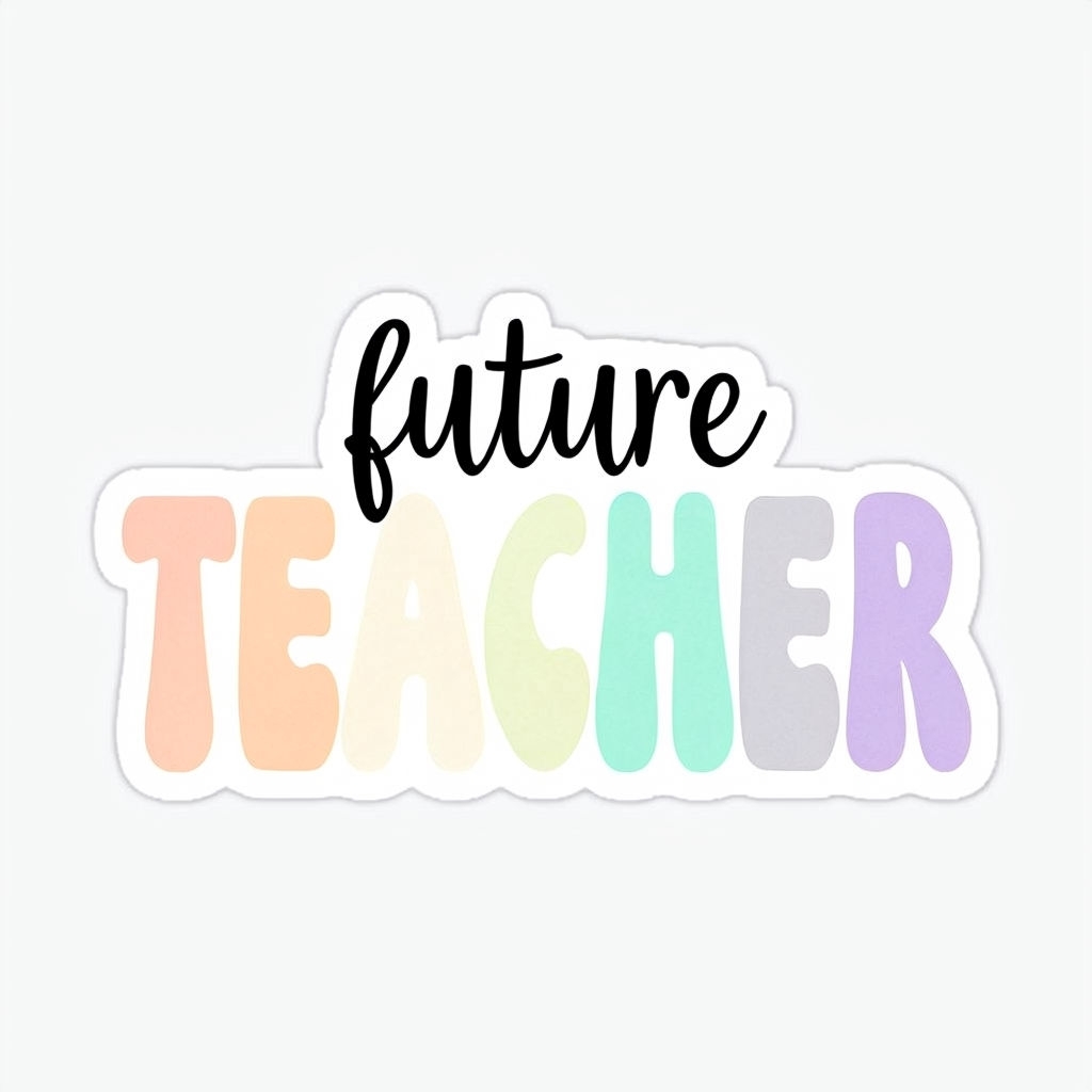 Pastel Future Teacher Cursive Script Sticker Design