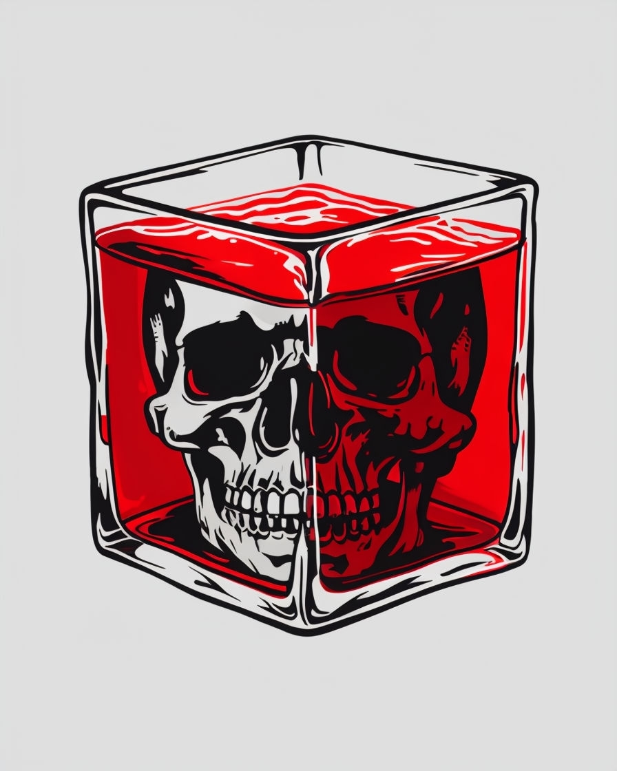 Eerie Skull in Glass with Vivid Red Liquid T-Shirt