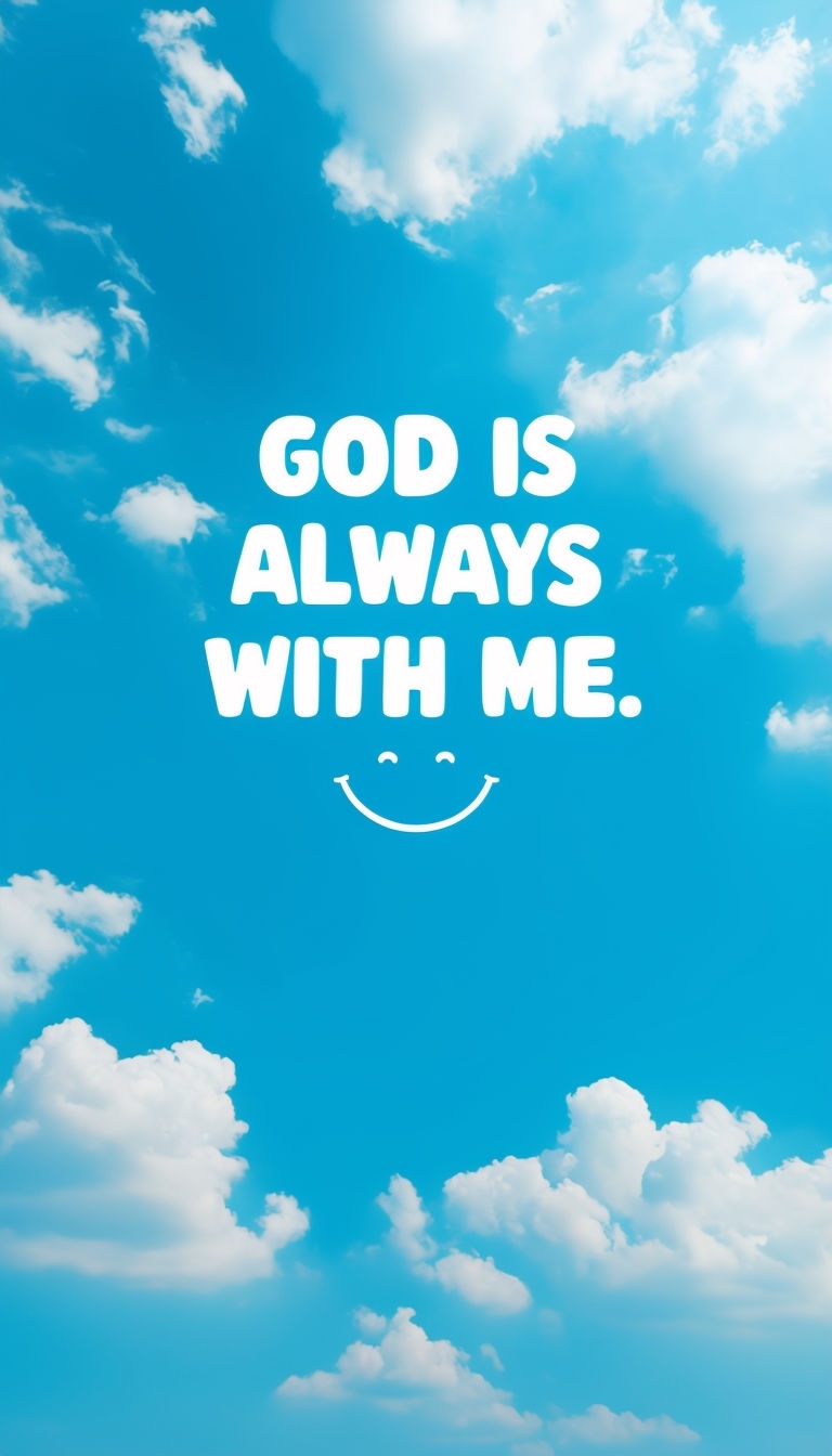 God Is Always With Me Inspirational Sky Blue Wallpaper