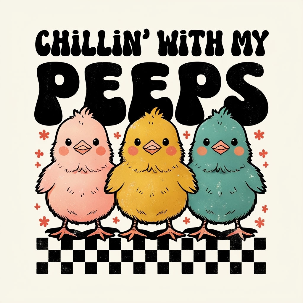 Chillin' With My Colorful Cartoon Chicks T-Shirt