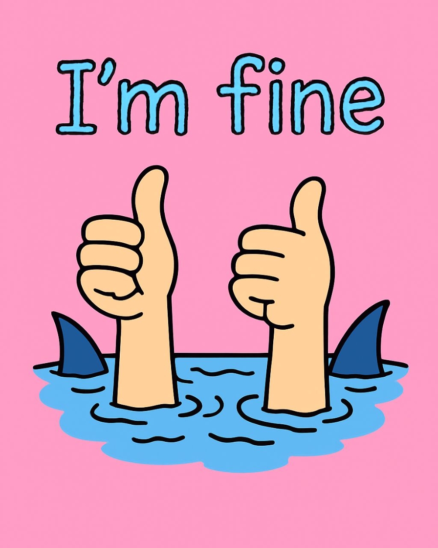 Playful Thumbs Up Hands with Sharks I'm Fine T-Shirt