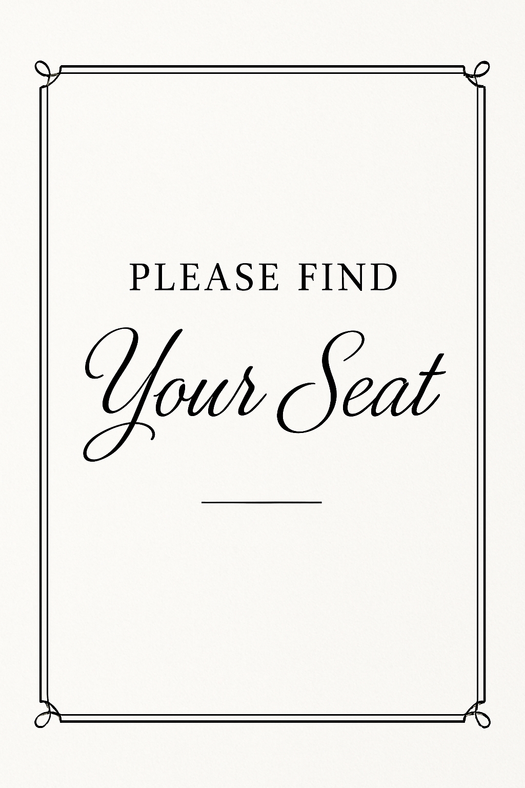 Elegant Minimalist Seating Direction Sign for Events 