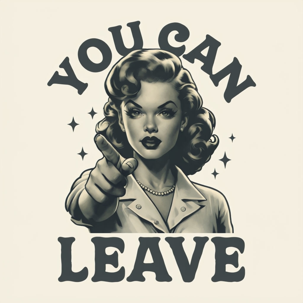Vintage Pin-Up You Can Leave Illustration with Stars Poster