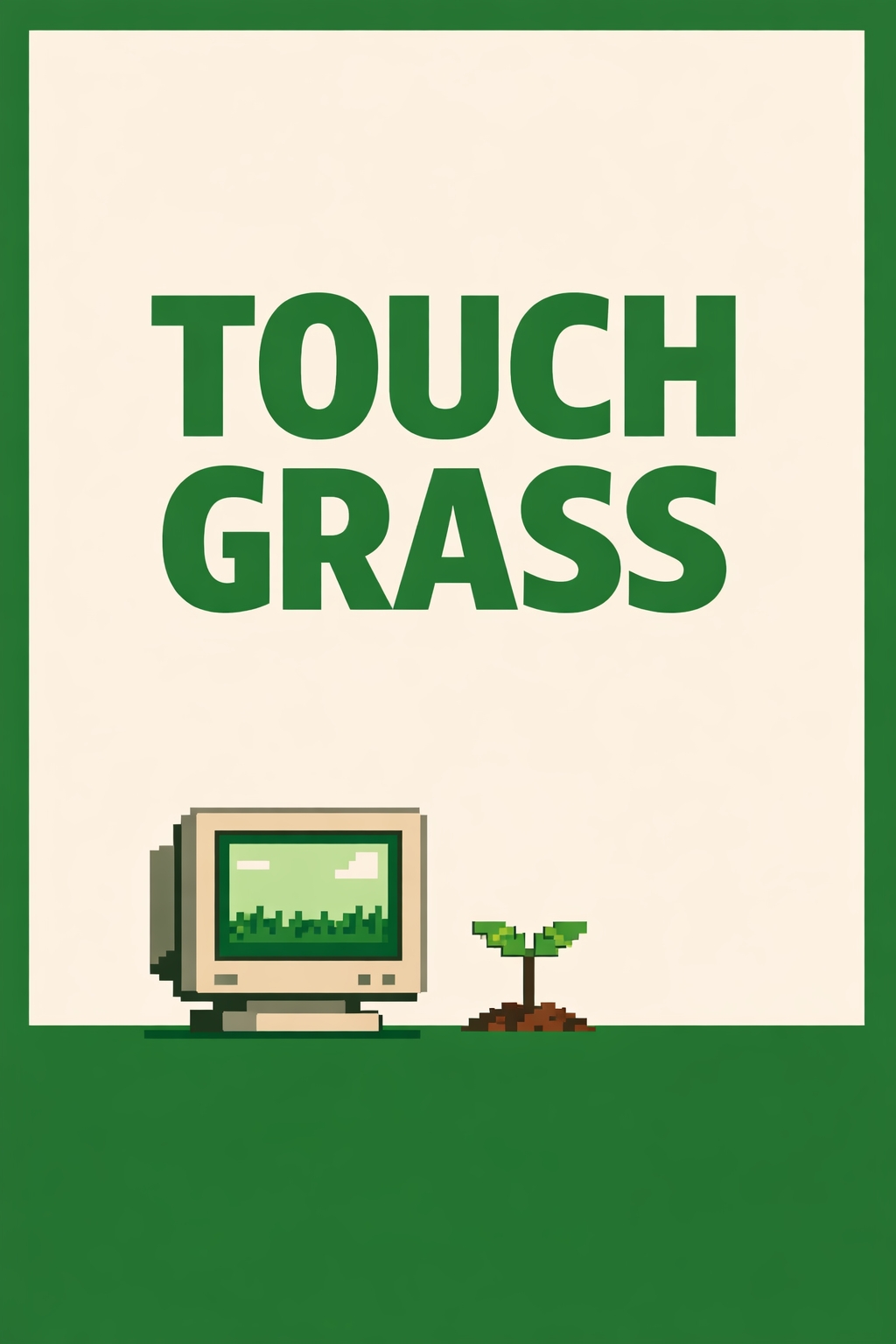 Touch Grass Pixel Art Digital Illustration Poster