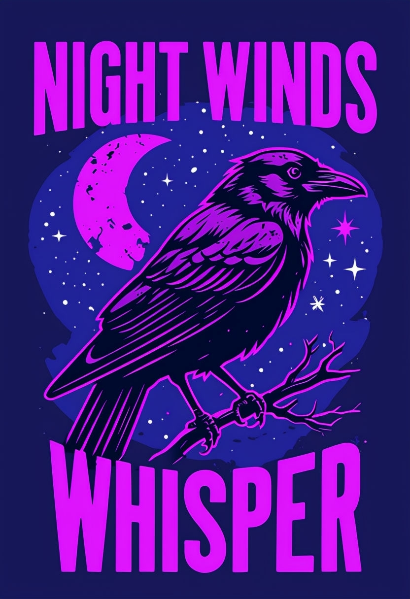 Mystical Black Crow Night Winds Whisper Poster