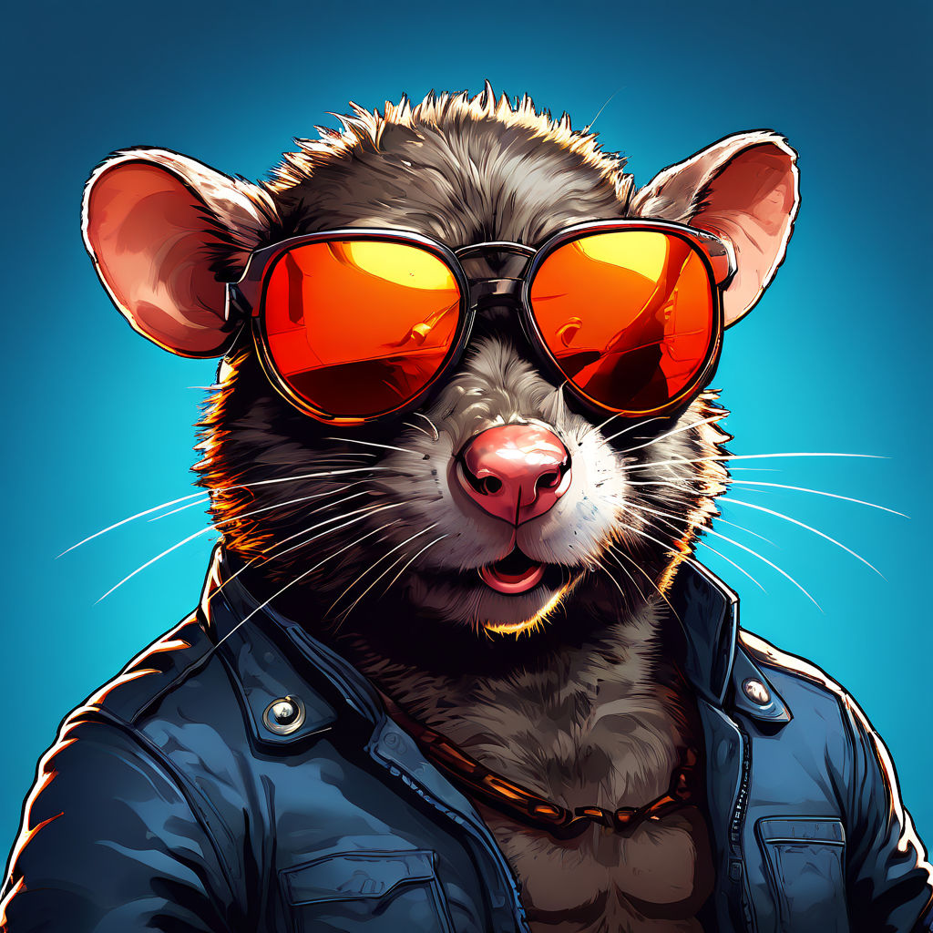 Rat Comic uzi angry sunglass Body muscle by Nico Kuschert - Playground