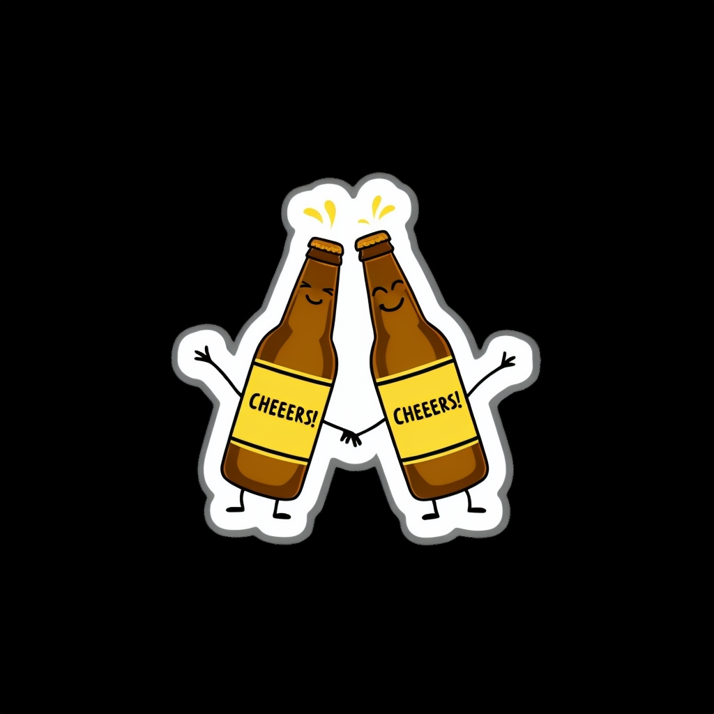 Cheers Beer Bottles Sticker Design