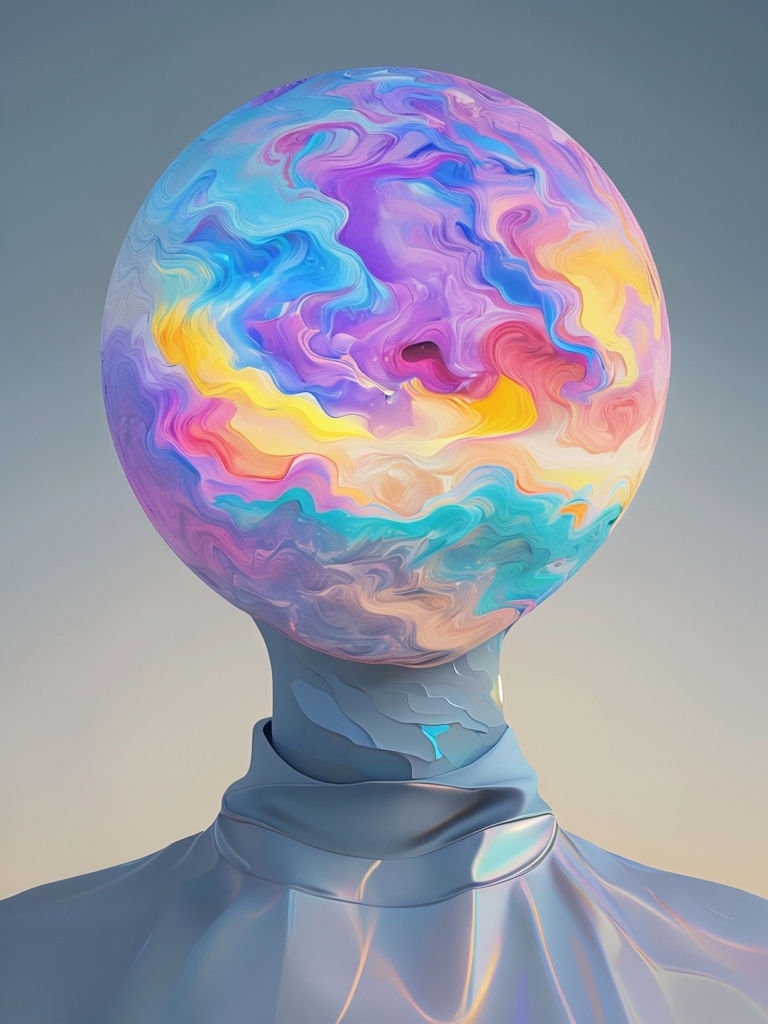 Surreal Abstract Portrait with Vibrant Sunset Colors Art