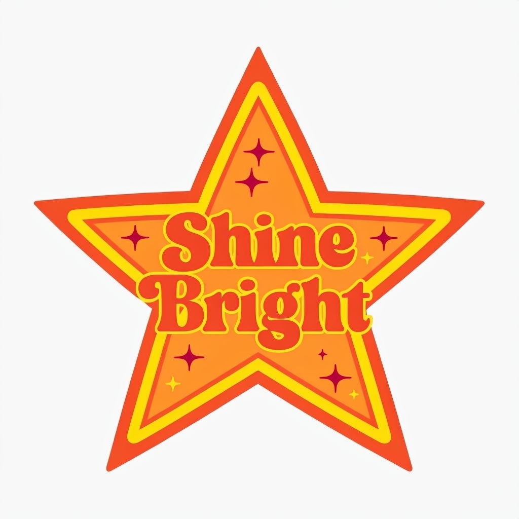 Shine Bright Retro Star Emblem Illustration Sticker