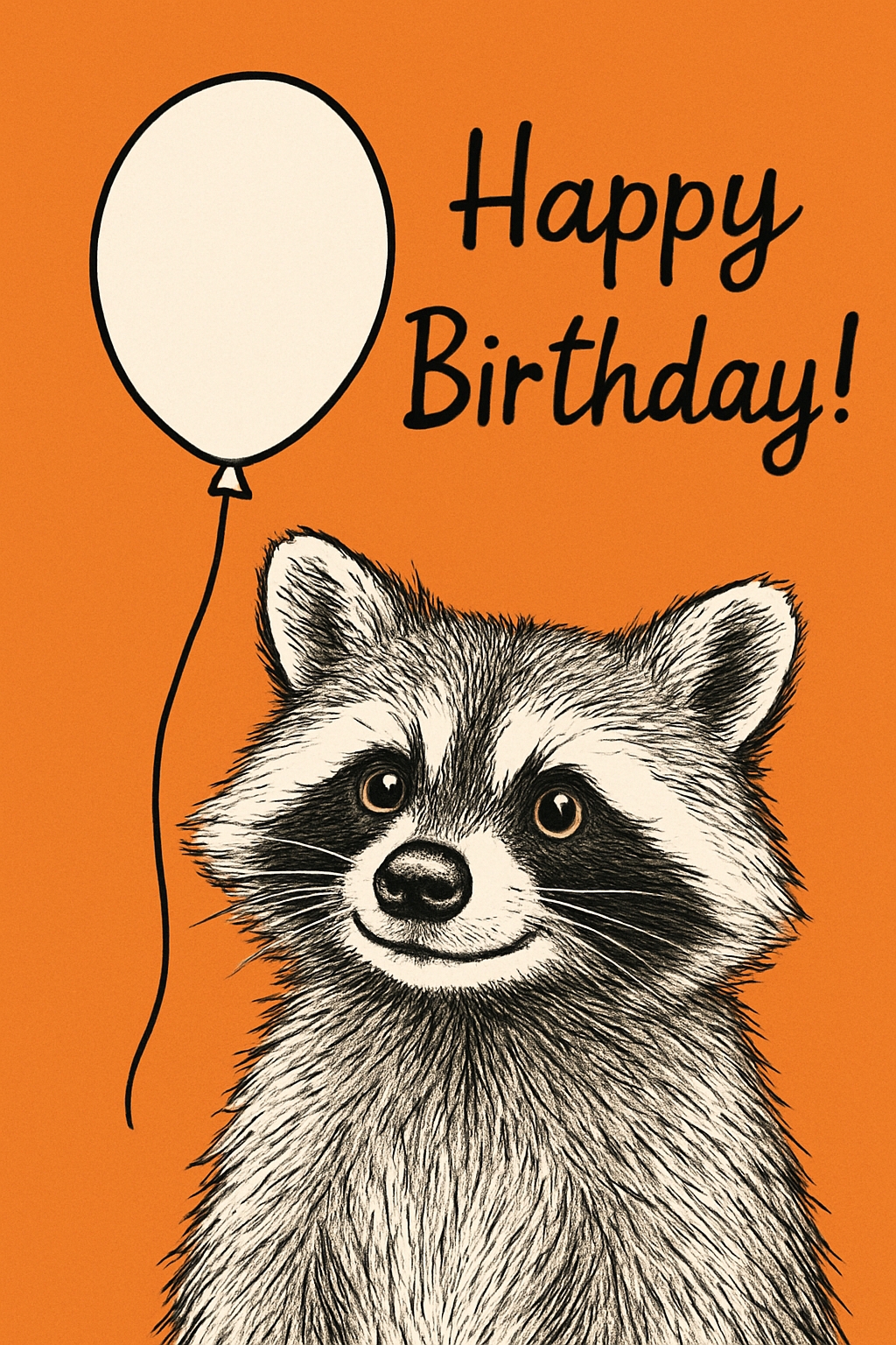 Whimsical Raccoon Birthday Greeting Card Design Illustration Cards & Invites