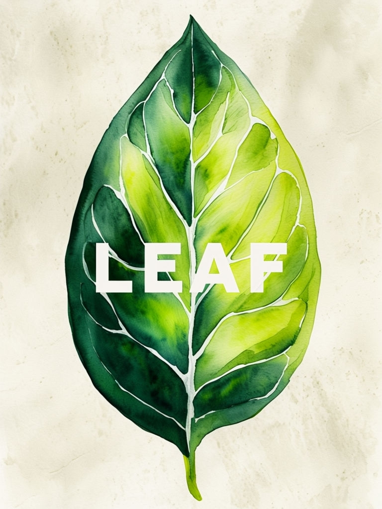 Minimalist Watercolor Leaf Illustration with Bold Typography Poster
