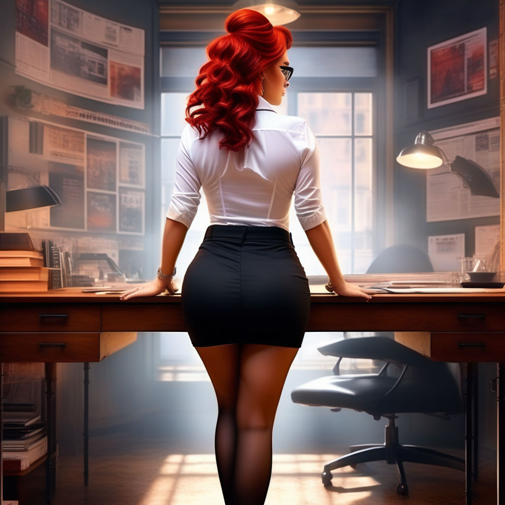 Red-haired woman with thick thighs