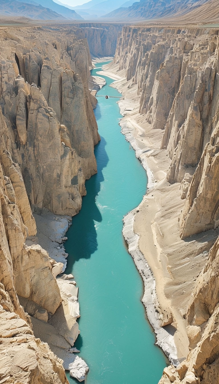 Majestic Turquoise River Through Rugged Desert Canyon Landscape Mobile Wallpaper