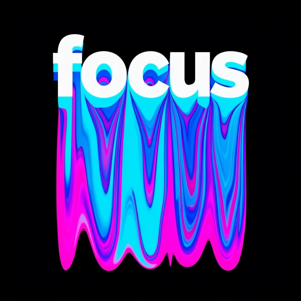 Dynamic 'Focus' Typography with Fluid Abstract Patterns Poster