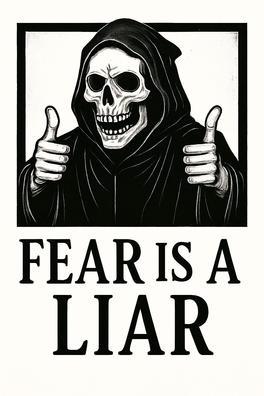 Grim Reaper with Thumbs Up and Fear is a Liar T-Shirt