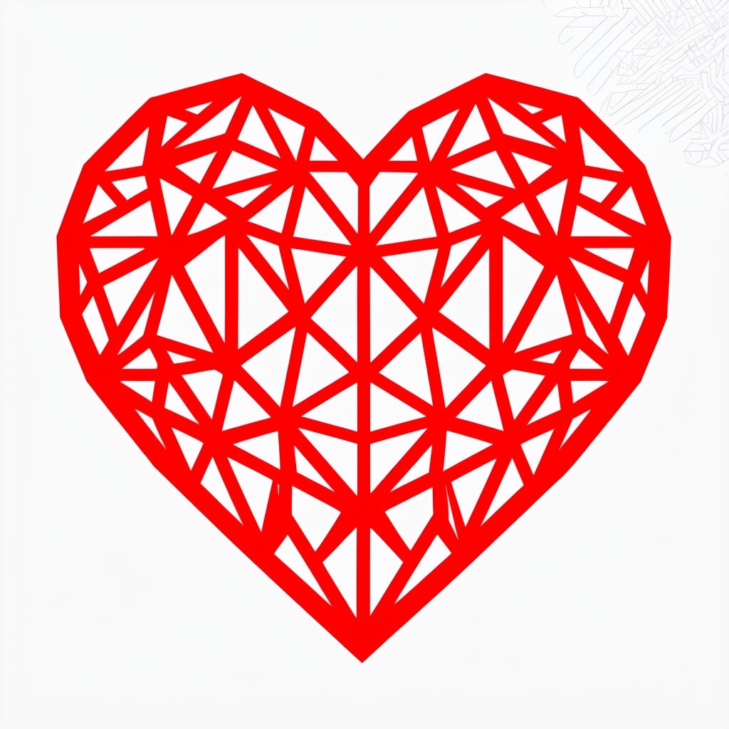 Vibrant Red Heart Geometric Pattern Minimalist T-Shirt