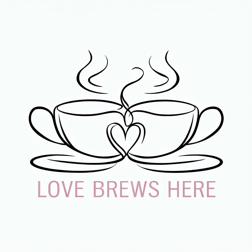 Minimalist Love Brews Here Coffee Cups Line Art Mug