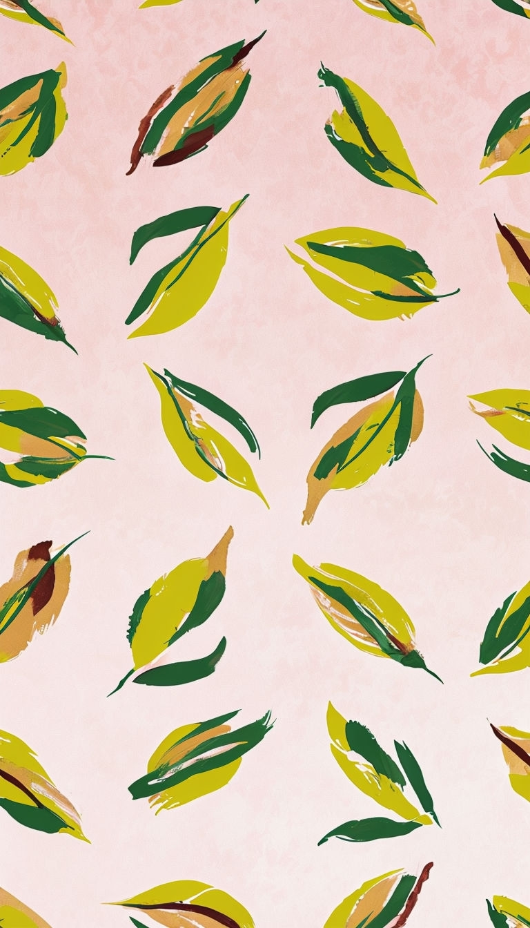 Vibrant Mustard Yellow Leaf Pattern on Light Pink Background Phone Case Cover
