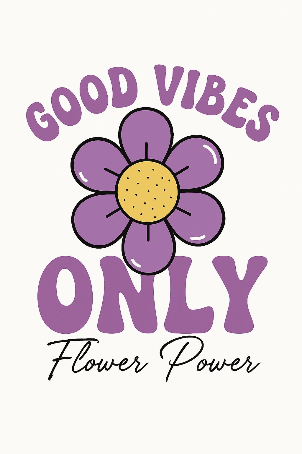 Good Vibes Flower Power Cartoon Design T-shirt