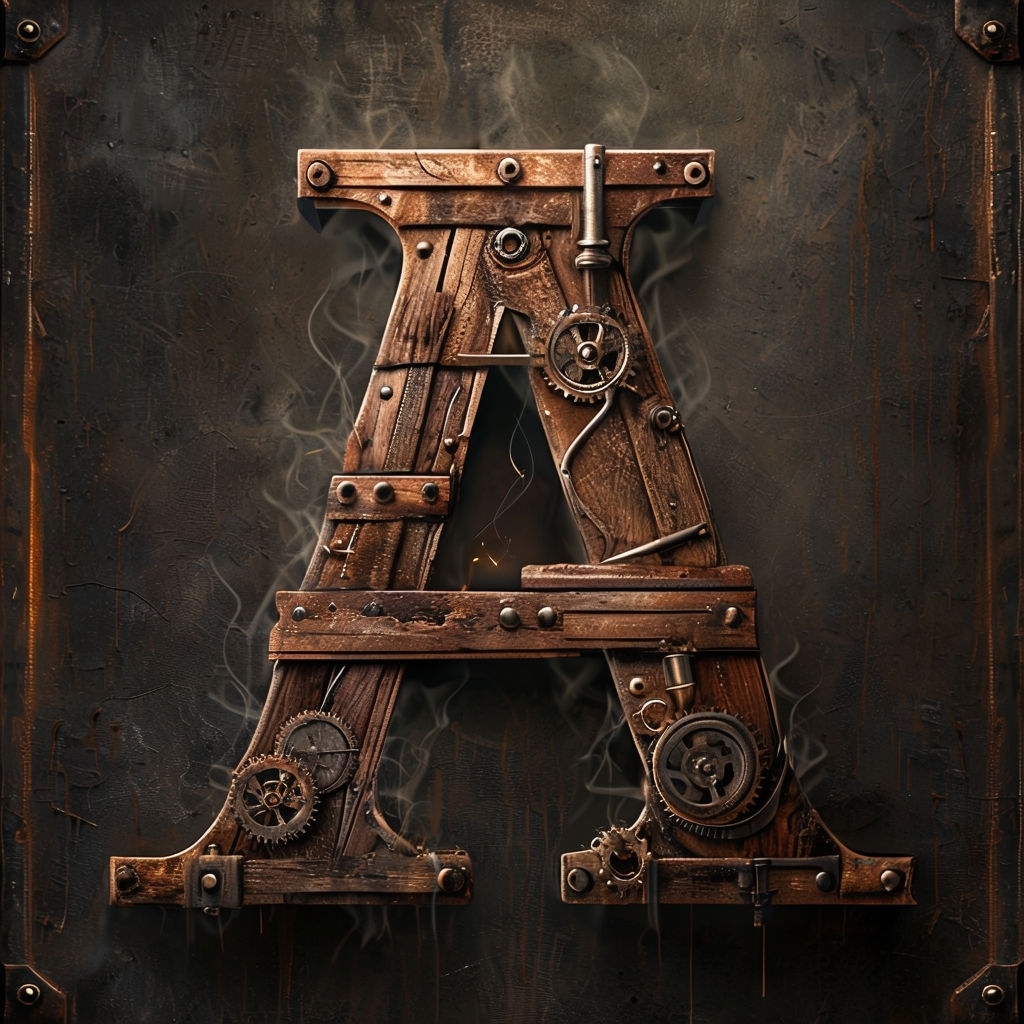 Vintage Steampunk Monogram 'A' with Gears and Rustic Elements Monogram