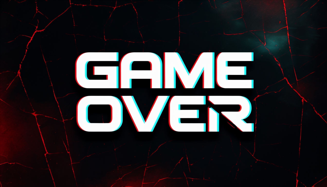 Futuristic Game Over Digital Artwork with Gritty Background Virtual Backgrounds