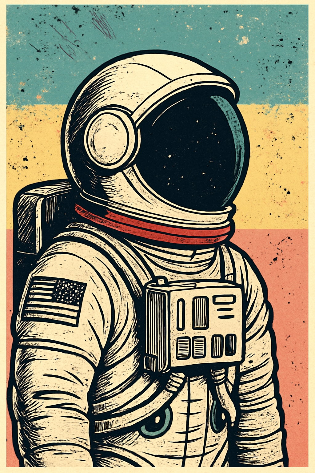 Vintage Retro Astronaut Illustration Phone Case Cover