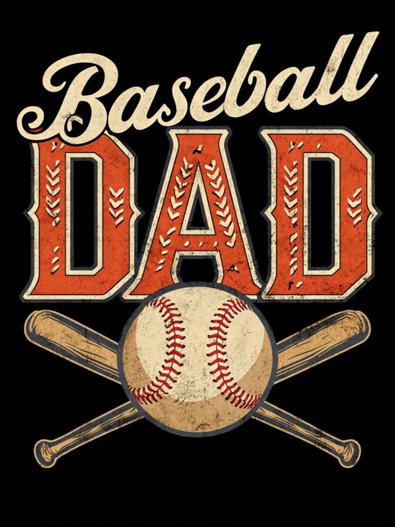 Vintage Baseball Dad Graphic Design T-Shirt