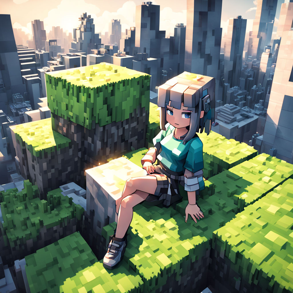 Minecraft creeper as an anime girl