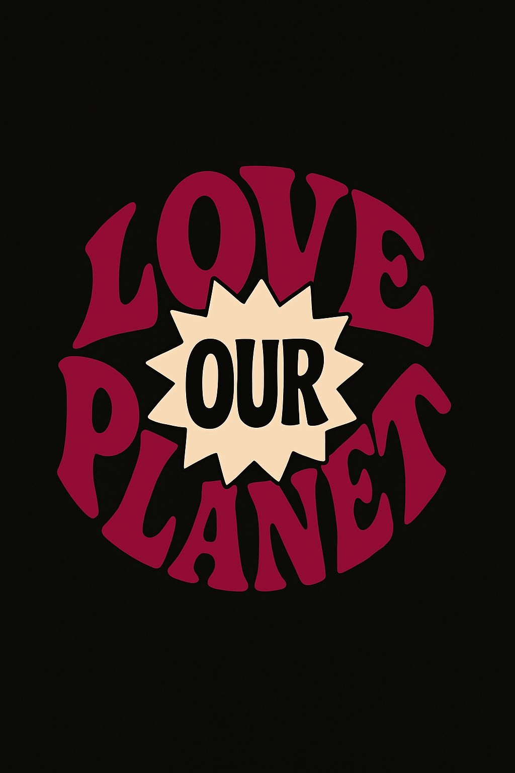 Bold Love Planet Vintage Typography Design T-Shirt