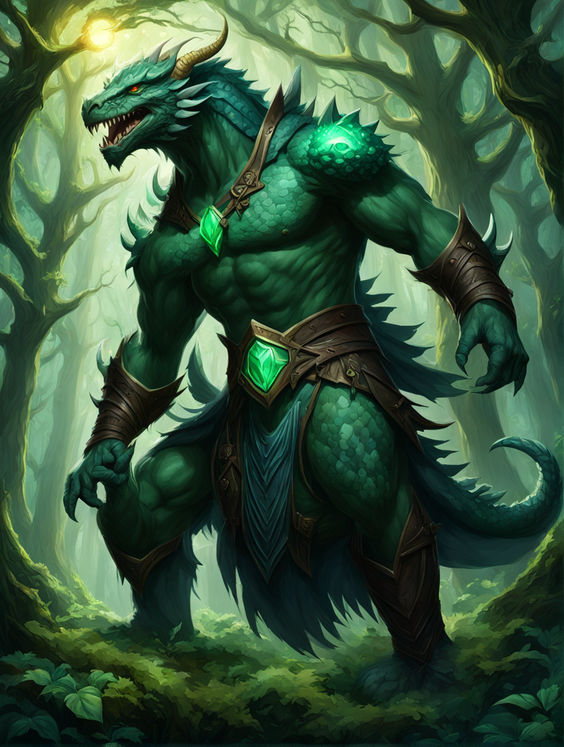 Dragonborn druid with emerald-green scales by Pedro Henrique Martins ...