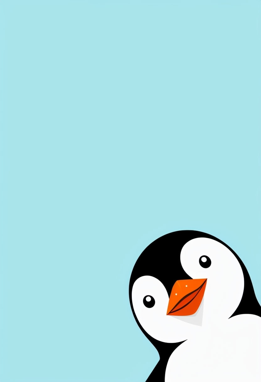 Playful Cartoon Penguin Illustration on Light Blue T-shirt