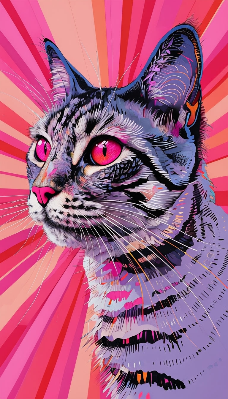 Psychedelic Cat Head Pop Art Design for Phone Case Cover