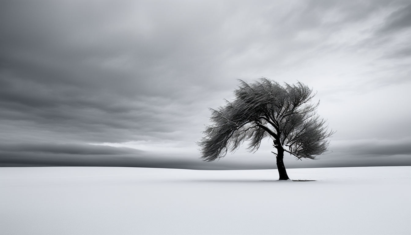 Monochromatic Minimalist Winter Landscape Virtual Background