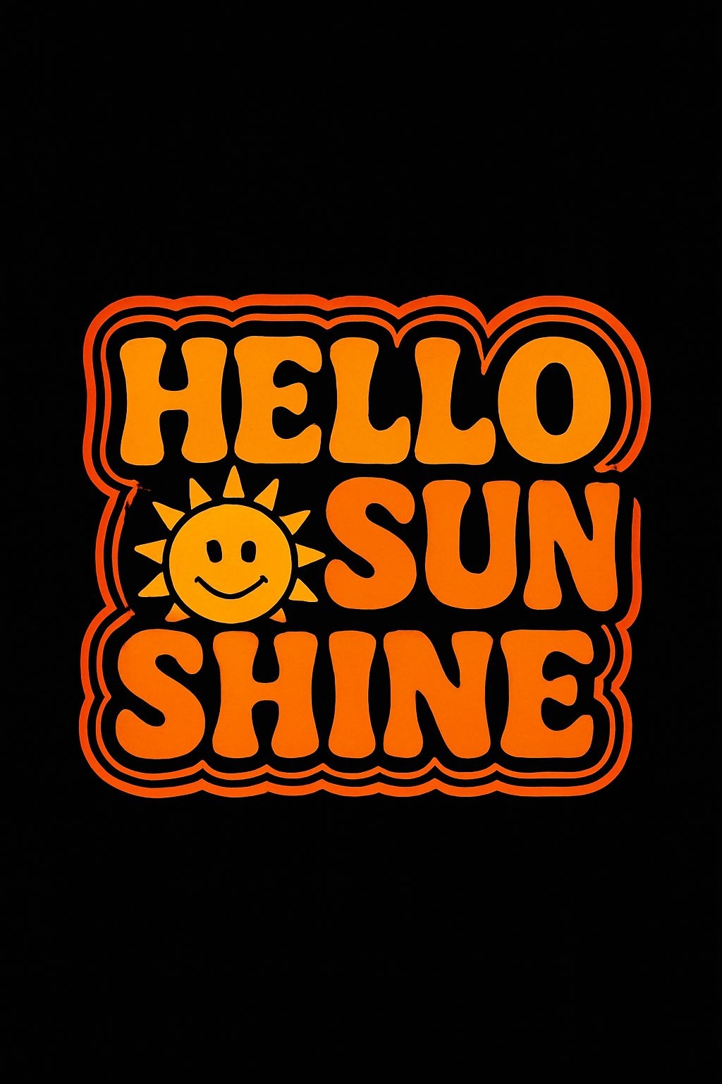 Retro Hello Sun Shine Graphic in Bright Colors T-Shirt