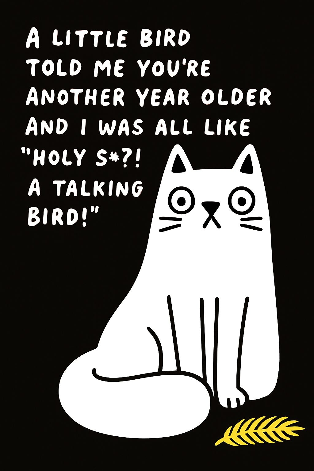 Surprised Cartoon Cat Birthday Humor Illustration Invite Card